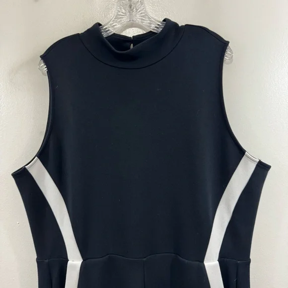 Spanx AirEssentials Mock Neck Striped Track Jumpsuit Very Black Wide Leg Size 2X - Picture 4 of 14